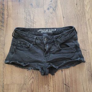 American Eagle Black Denim Hot Shorts